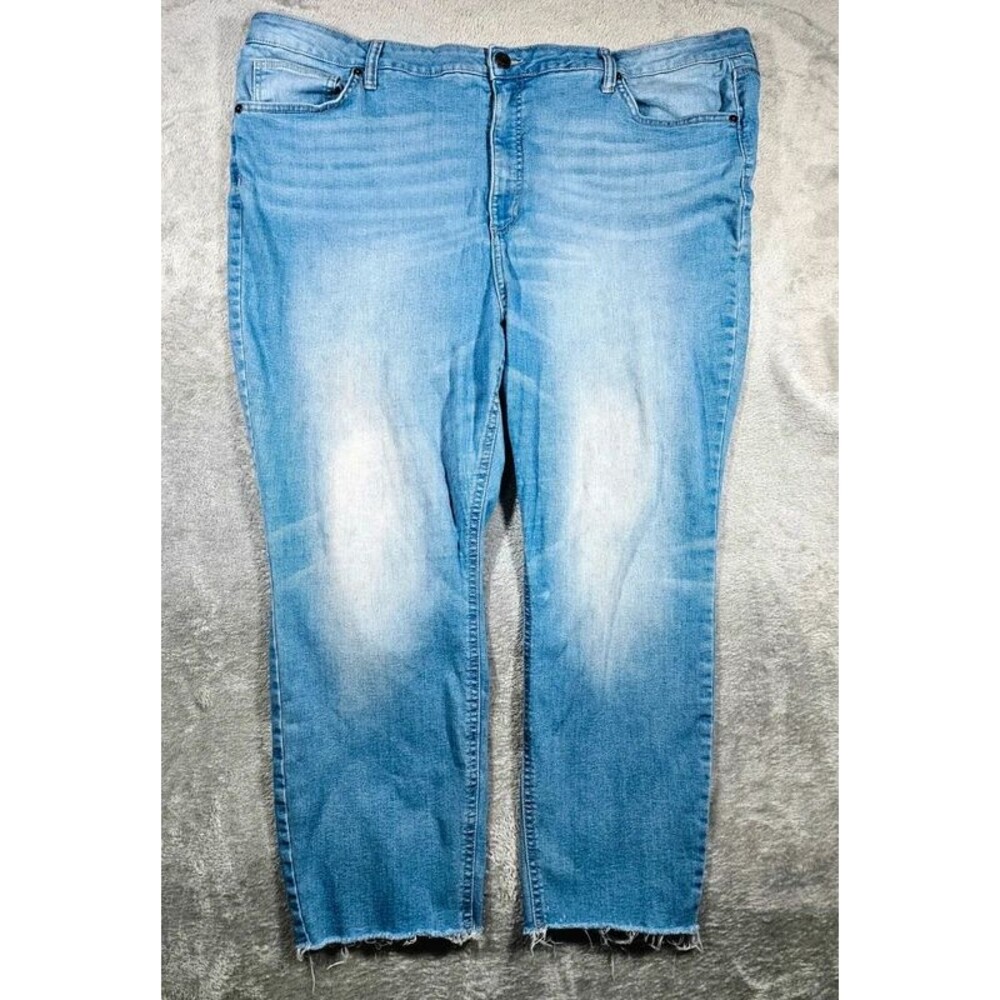 LC Lauren Conrad Skinny Ankle Jeans Raw Hem Light Wash Women's 24W Plus